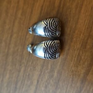 Silver Patterned Clip Earrings